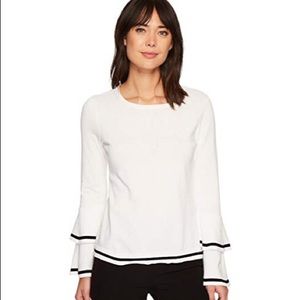 NWT Bell sleeve ivory and black sweater